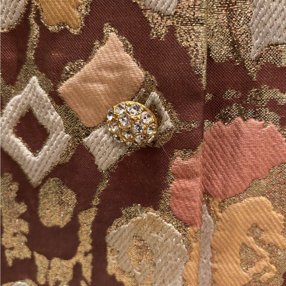 Vintage 50’s 60’s Metallic Brocade Coat Jackie O. Rhinestone Buttons